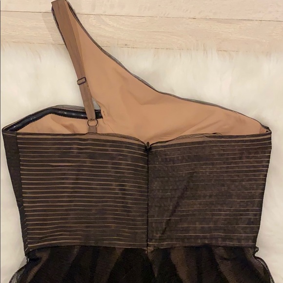 BCBGMAXAZRIA one shoulder, black tulle dress - Picture 4 of 5